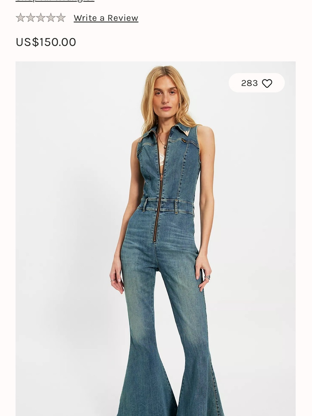 Wrangler Sleeveless Denim Jumpsuit - Blue